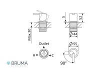 MEDIDAS MEZCLADOR MONOMANDO SOBRE ENCIMERA X-ALPHA BRUMA